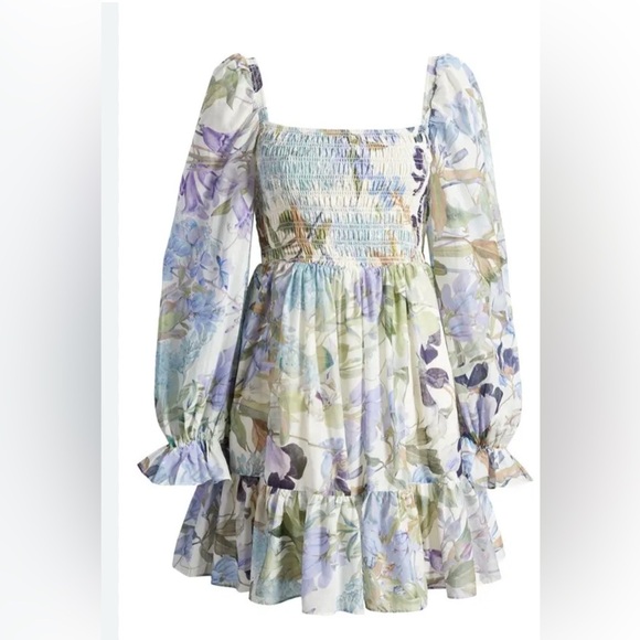 NEW OTHER STORIES  Floral Long Sleeve Smocked Cotton Dress 8 - Picture 1 of 14